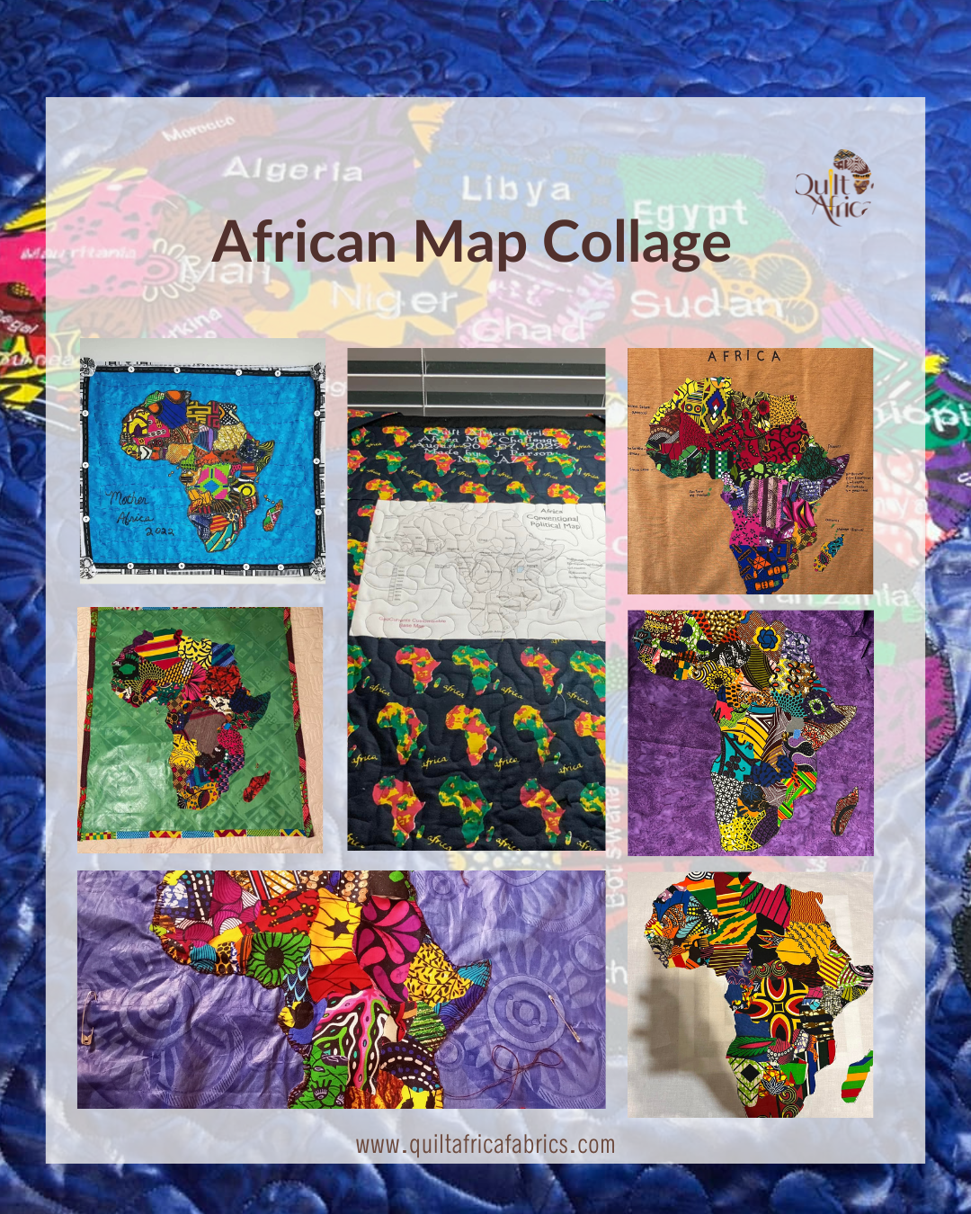 The African Map Collage Kit = Template + Fabrics + Videos